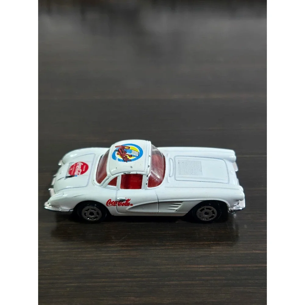 Coca-Cola Chevy Corvette '58 Diecast Car White Red Interior Loose